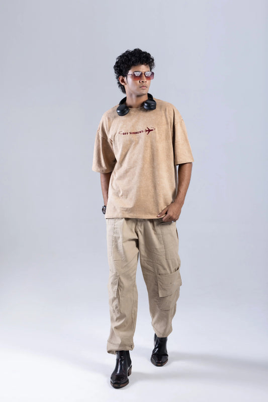 “Wanderlust” Round Neck Beige T-shirt