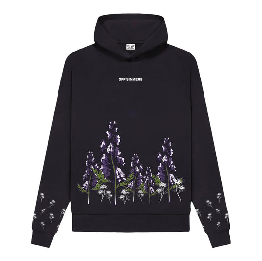 Last Bloom Regular Fit Printed Black Hoodie