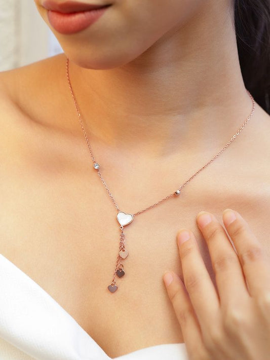 18K Rose Gold-Plated Heart Charm Layered Necklace