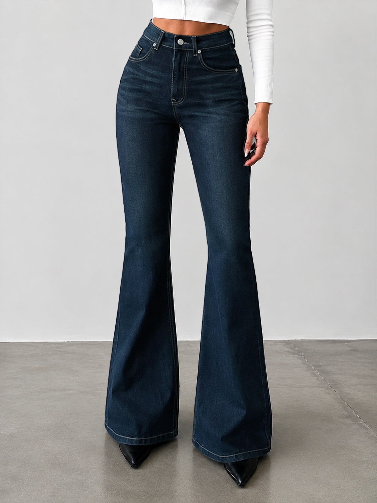 Cyber Blue Tinted Bootcut Jeans
