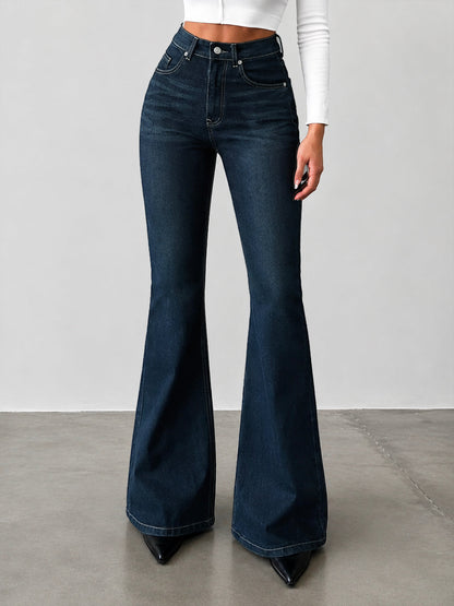 Cyber Blue Tinted Bootcut Jeans