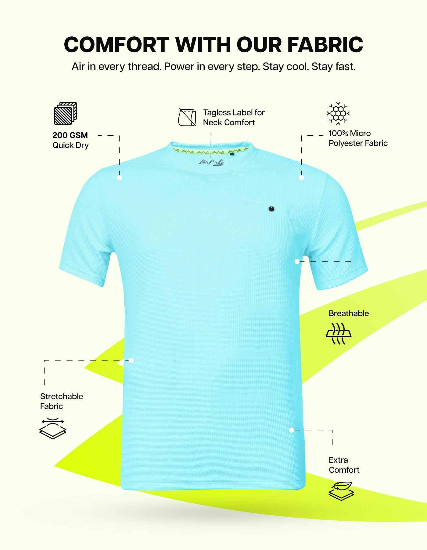 Men Solid Waffle Crew Neck Tshirt