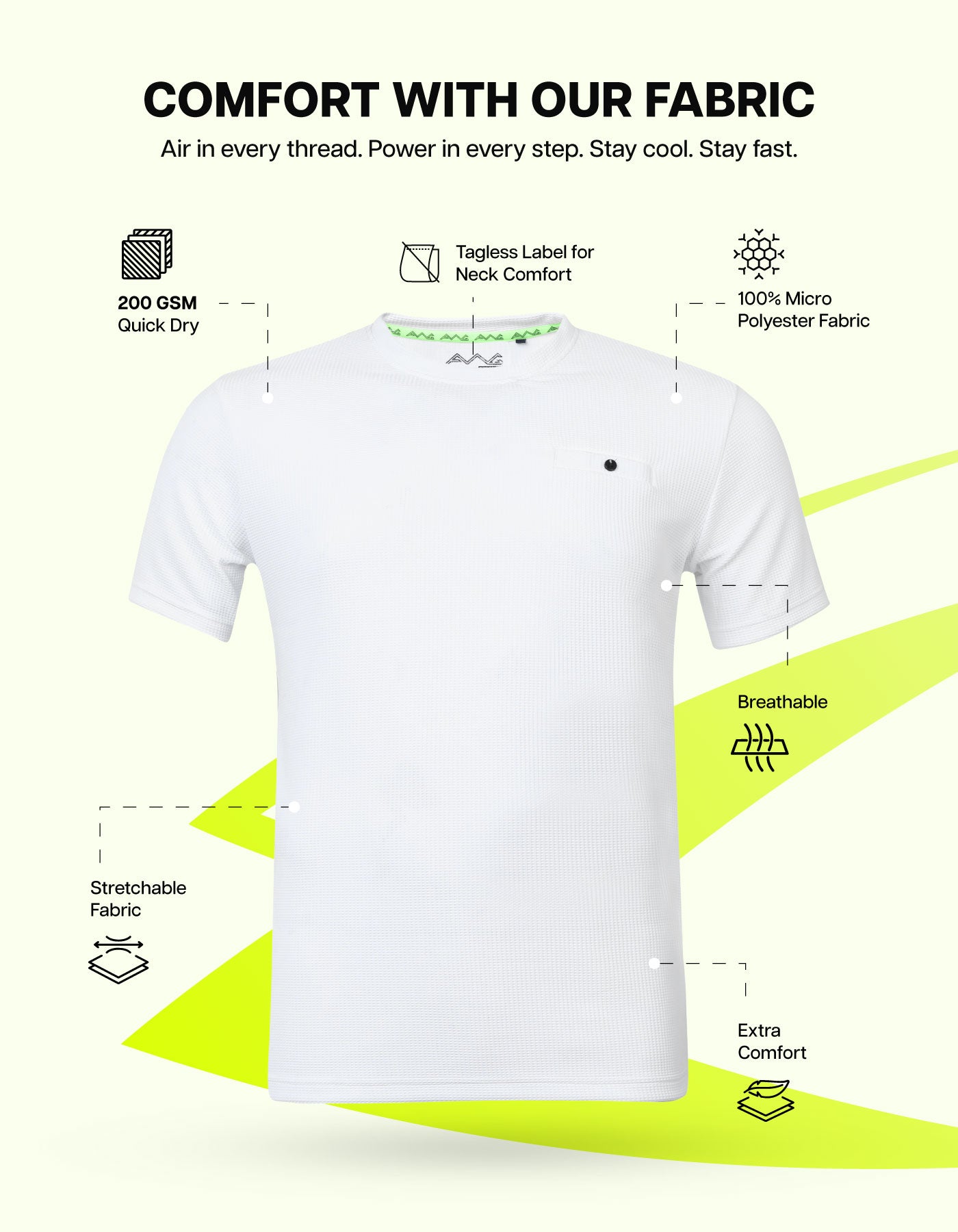 Men Solid Waffle Crew Neck Tshirt