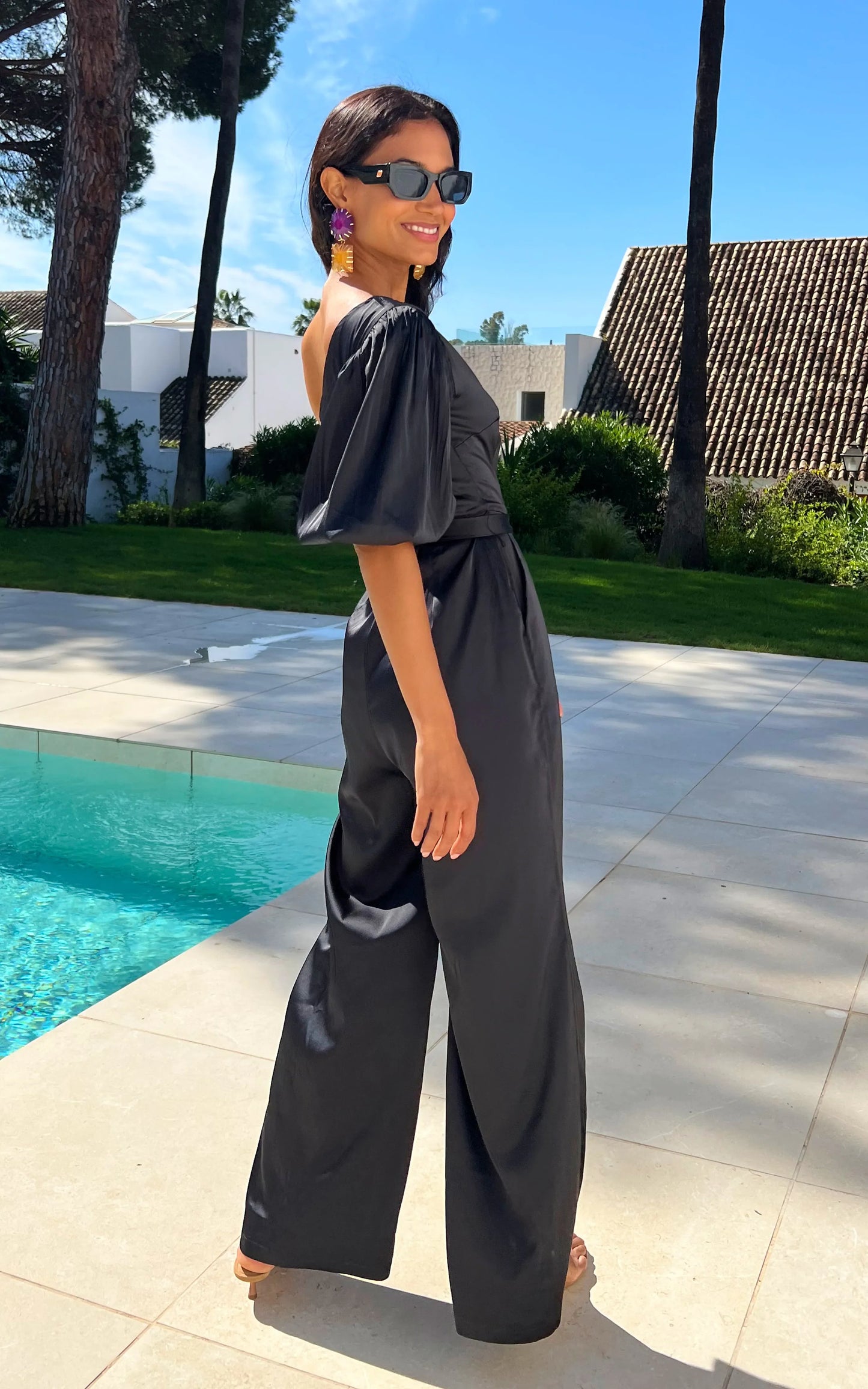 One shoulder asymmetric jumpsuit