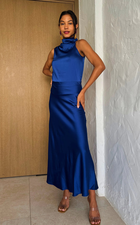 Blue tie knot co-ord set for ladies