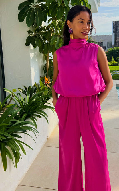  Pink neck jumpsuit for women 