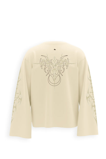 Inferno Printed Cream Oversized Sweatshirt Main Character