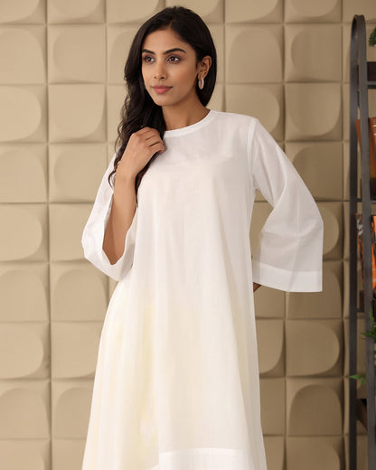 Basic White High-low Kurta Set