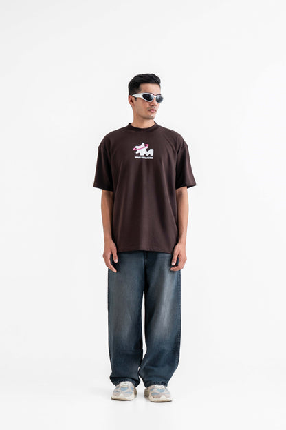 God's Plan Printed Oversized Brown T-Shirt Main Character