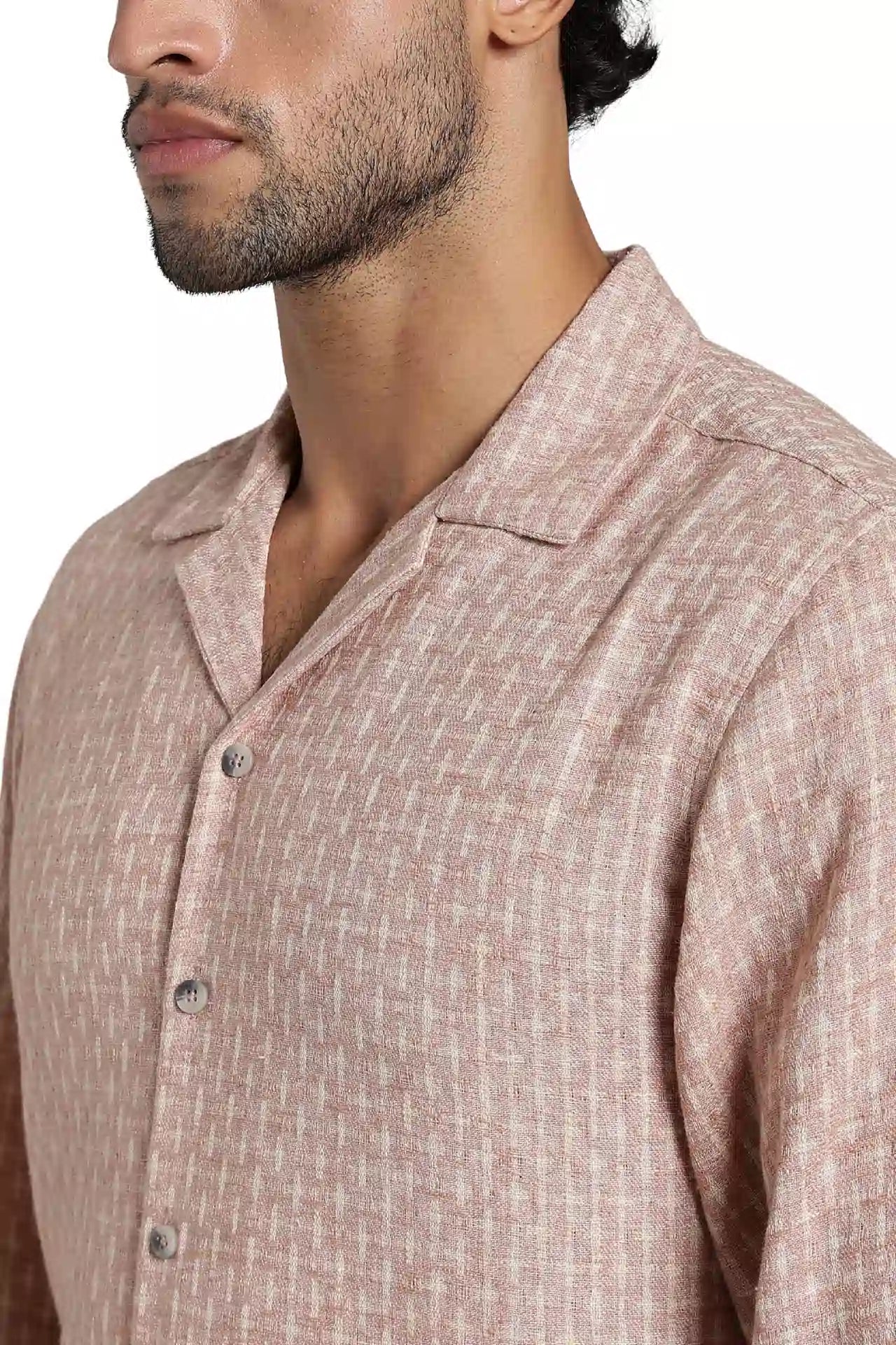 Dusty Rose Jacquard Slim Fit Shirt