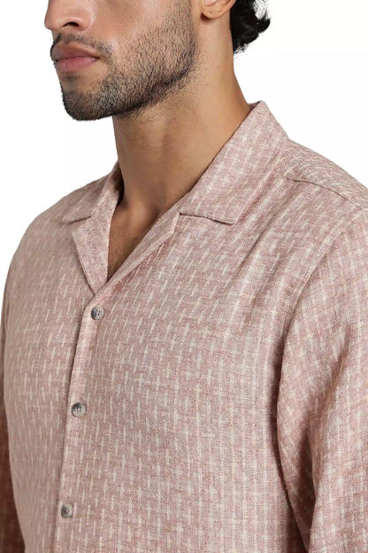 Dusty Rose Jacquard Slim Fit Shirt