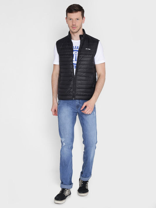 Alcis Mens Solid Black Quilted Jacket 219MJK042 219MJK042-S