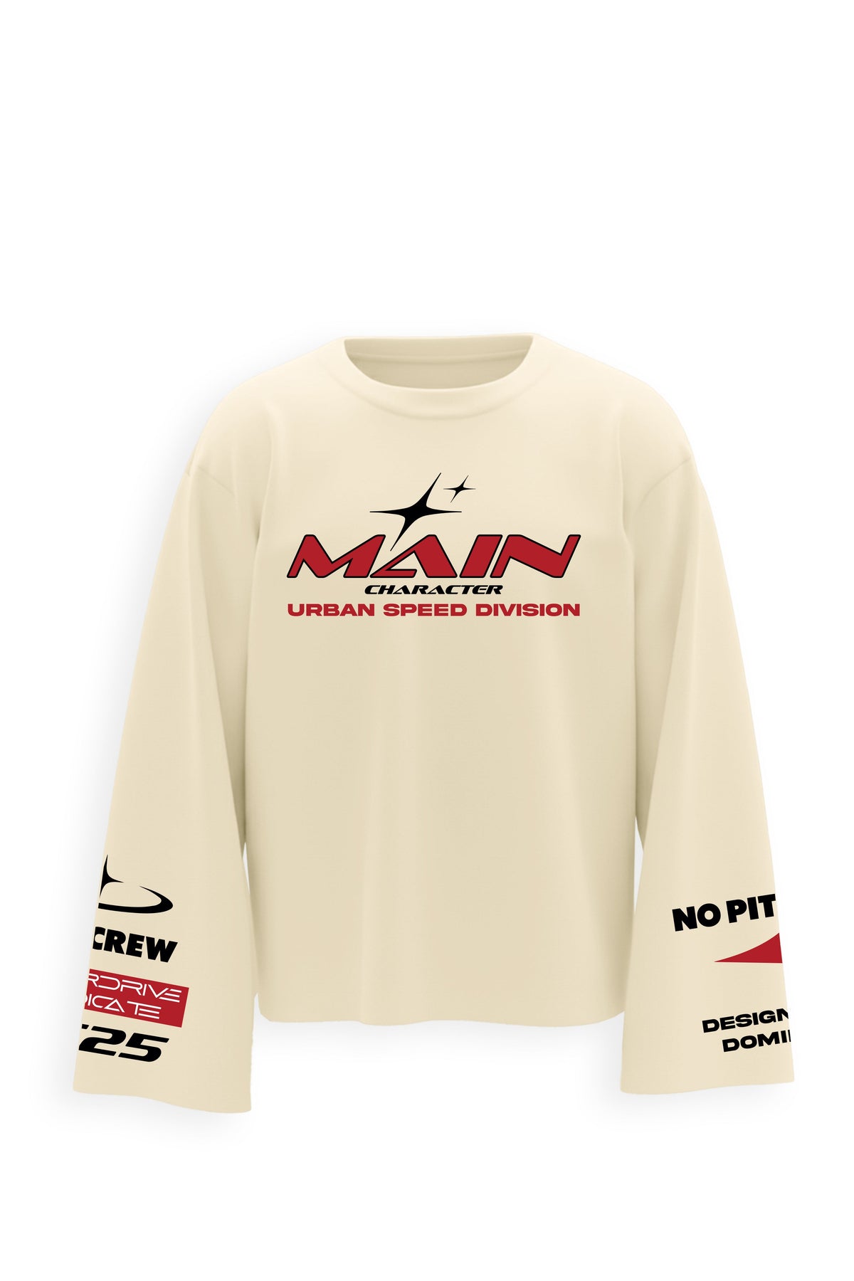 Crossline Printed Oversized White Sweatshirt Main Character
