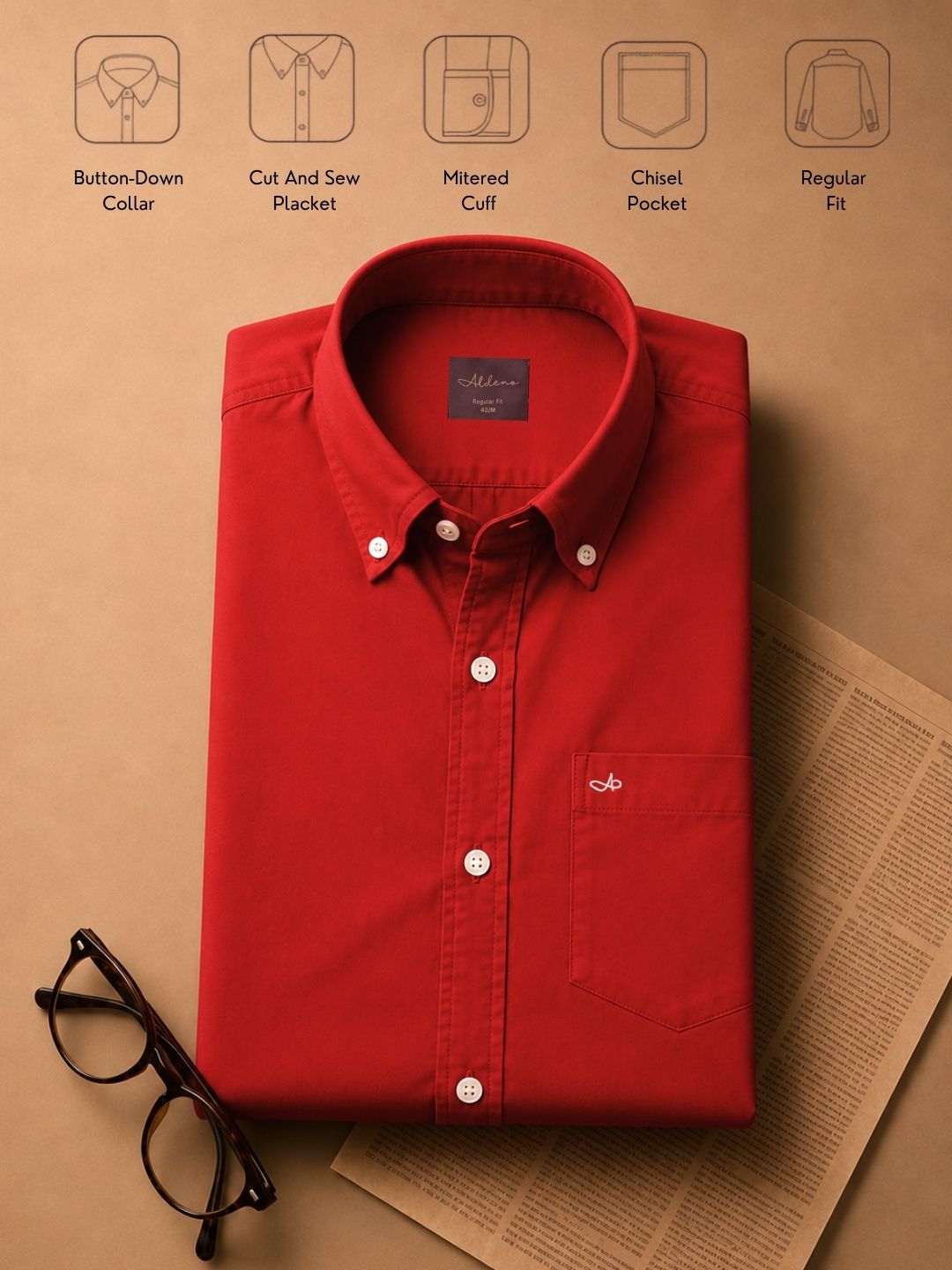 Aldeno Men Oxford Bright Red Casual Shirt (GALLY)