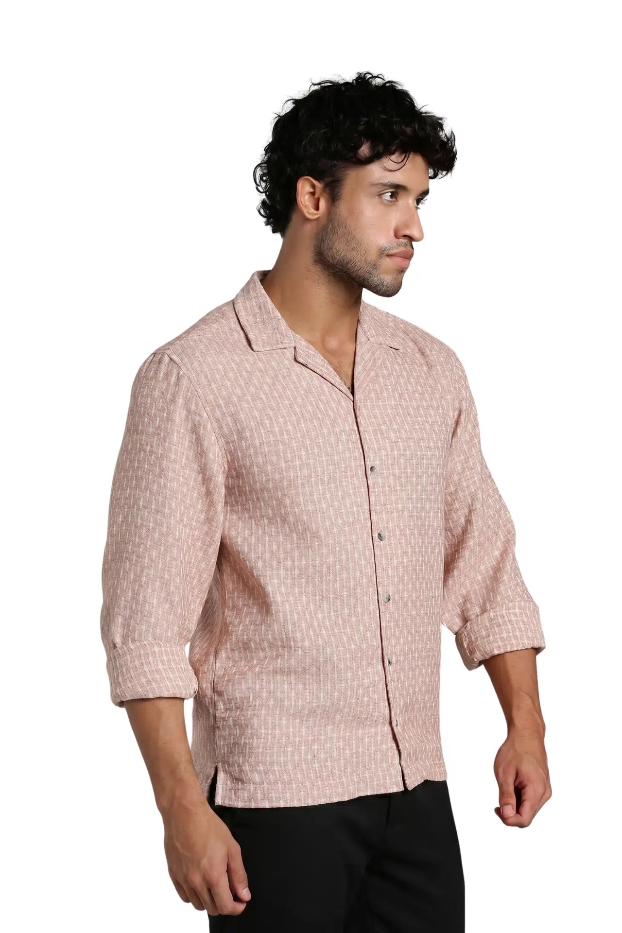Dusty Rose Jacquard Slim Fit Shirt