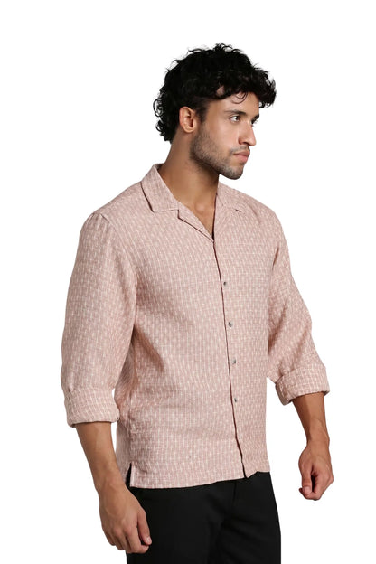 Dusty Rose Jacquard Slim Fit Shirt
