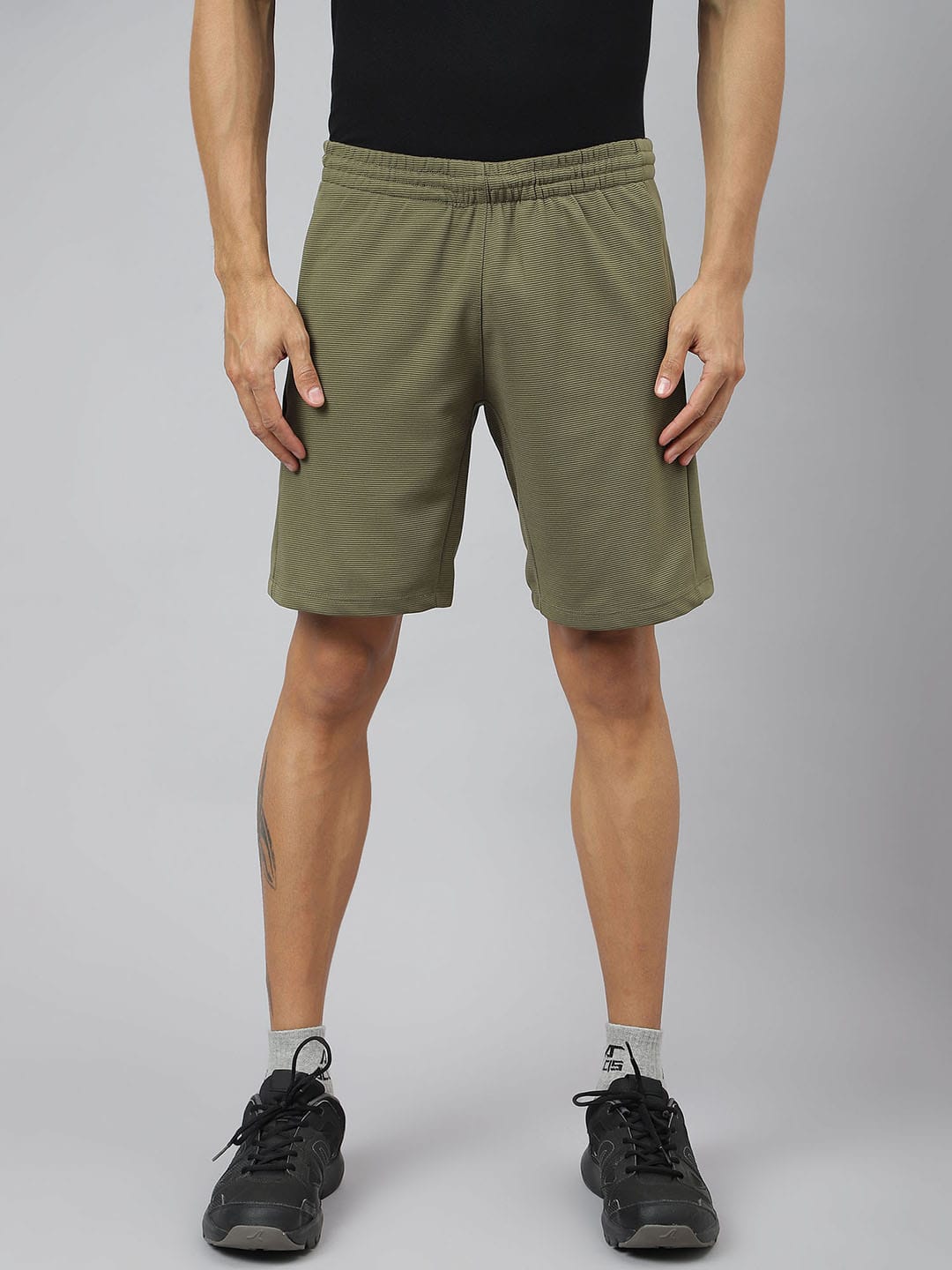 Alcis Men Olive Anti-Static Slim-Fit Training Shorts