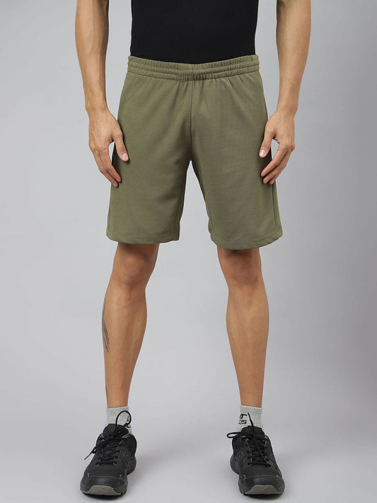 Alcis Men Olive Anti-Static Slim-Fit Training Shorts