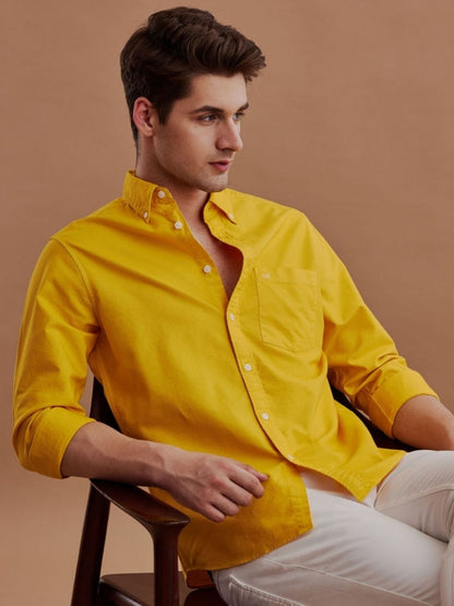 Aldeno Men Oxford Yellow Casual Shirt (GOLDY)