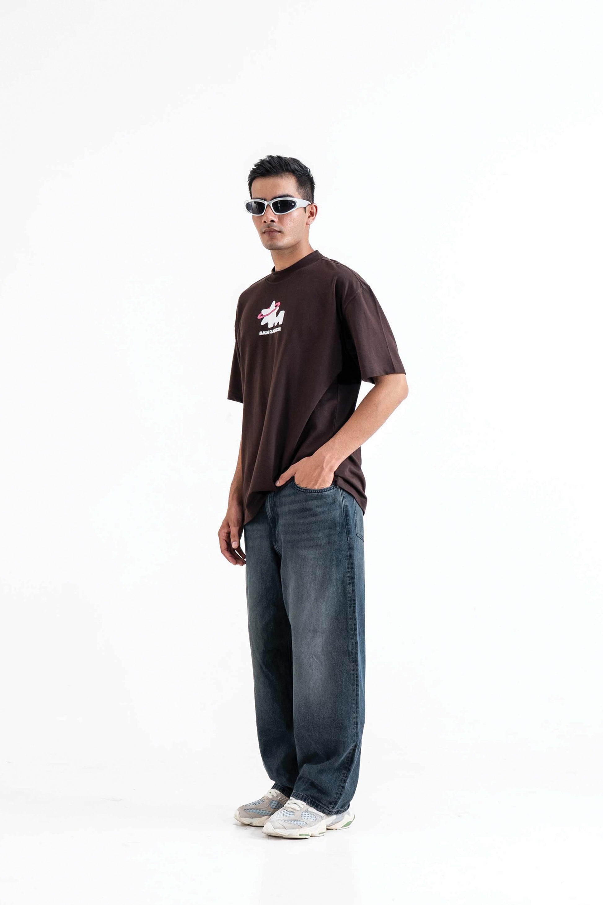 God's Plan Printed Oversized Brown T-Shirt Main Character