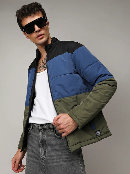 Contrast Panel Puffer Jacket