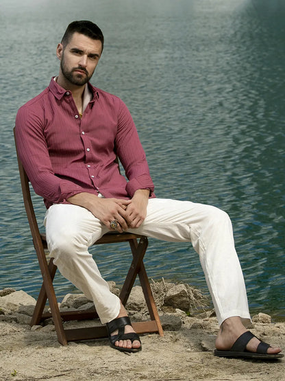 Self-Design Striped Shirt