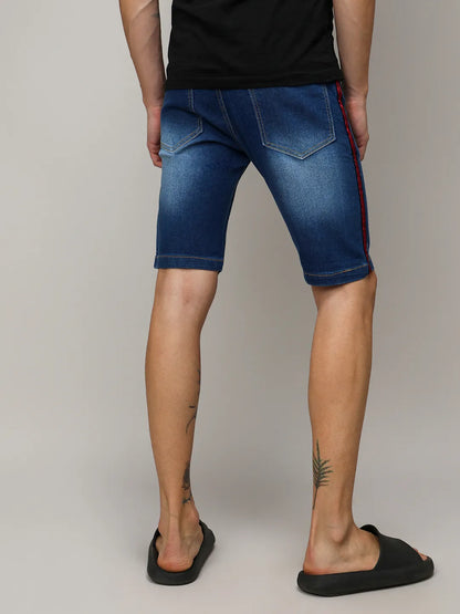 Pencil Side-Striped Denim Shorts