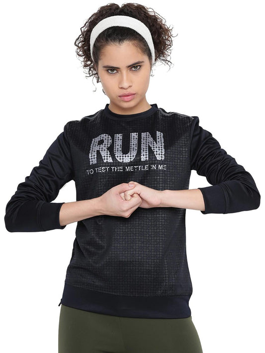 Alcis Women Black Printed Sweatshirt 237WSS078 237WSS078-S