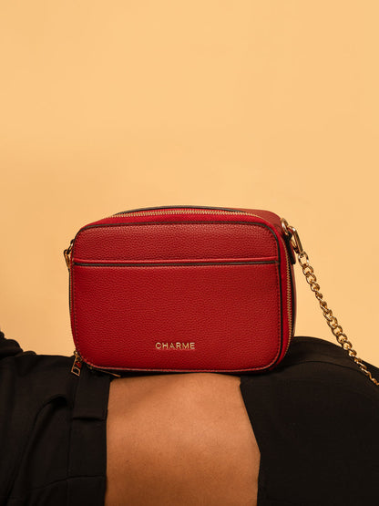 Boxed & Bold Wine Sling Bag Charme