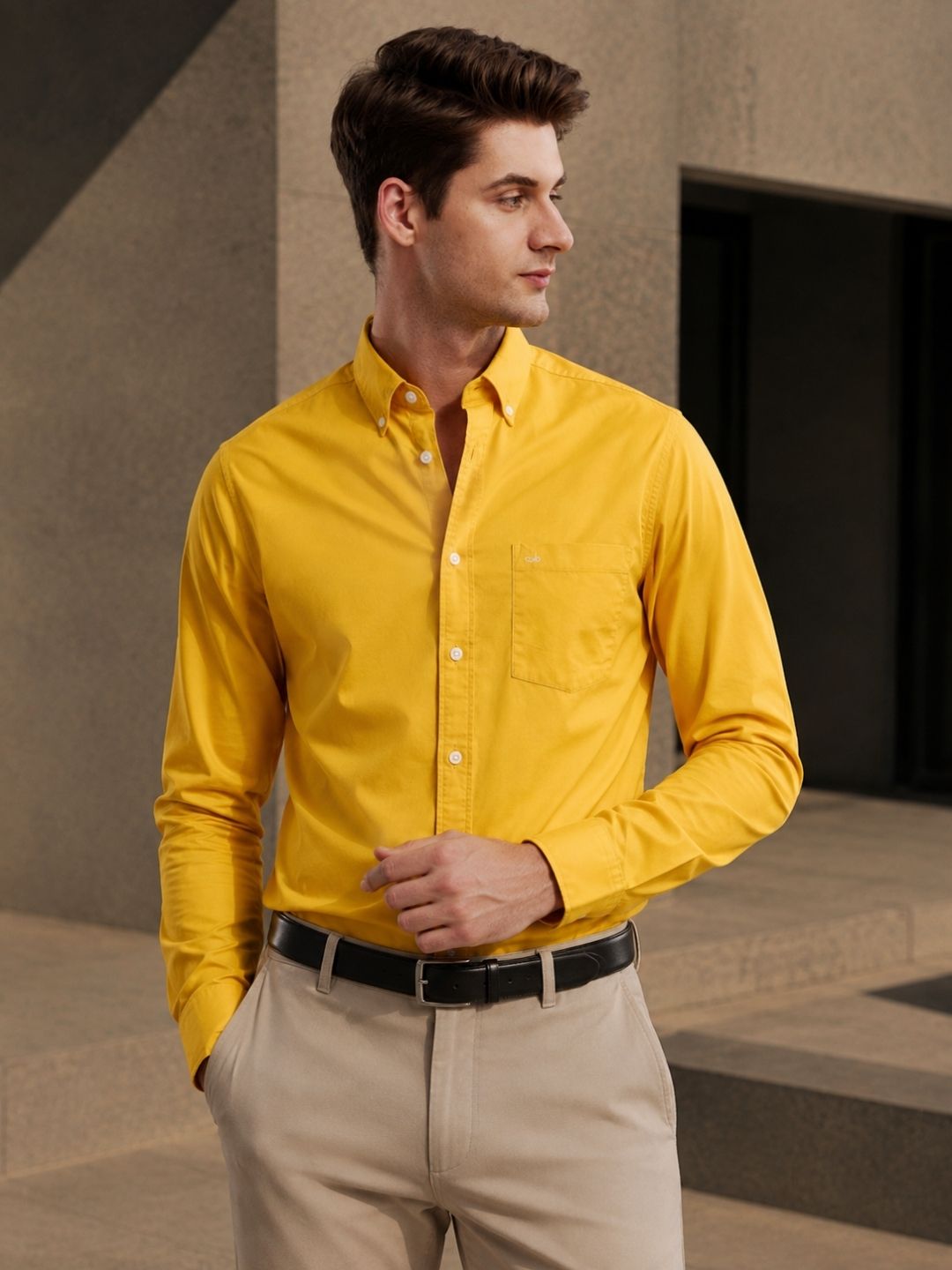 Aldeno Men Oxford Yellow Casual Shirt (GOLDY)