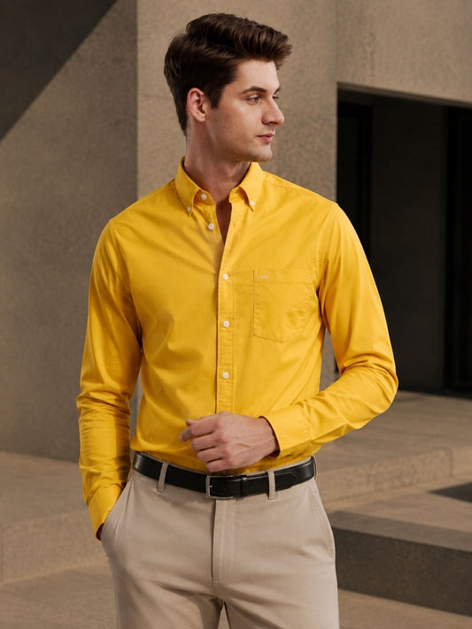 Aldeno Men Oxford Yellow Casual Shirt (GOLDY)