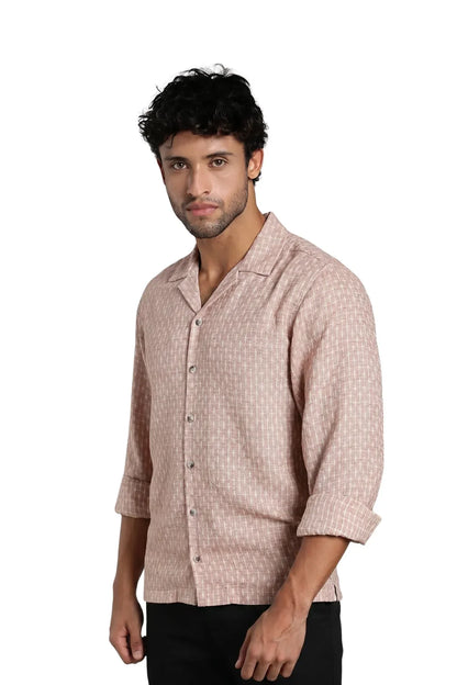 Dusty Rose Jacquard Slim Fit Shirt