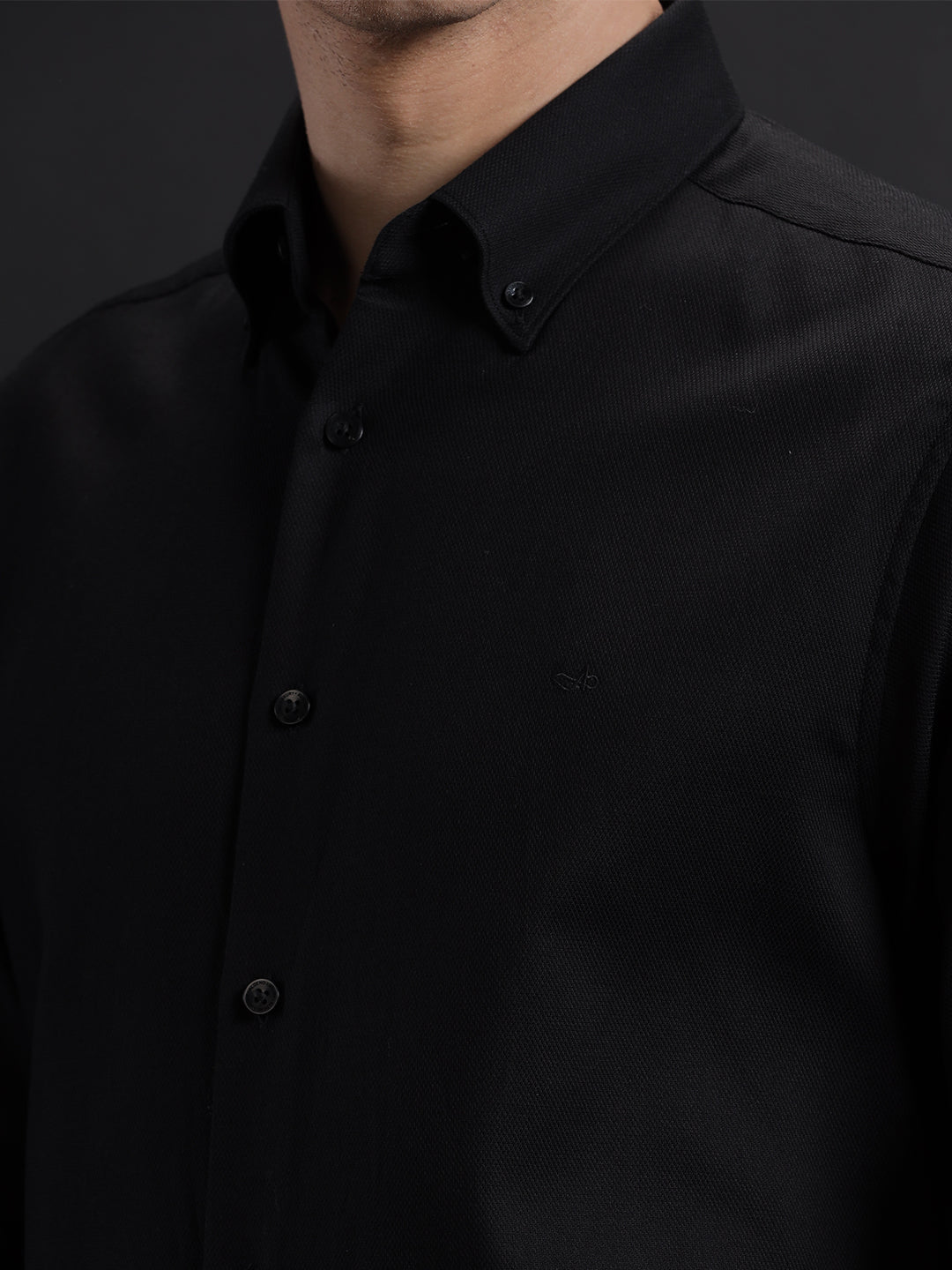 Aldeno Mens Regular Fit Plain Black Casual Cotton Shirt (TABLO)