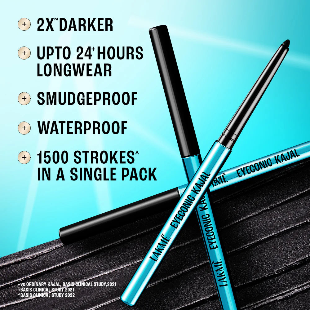 Lakme 9 To 5 Eyeconic Kajal Twin Pack - Deep Black
