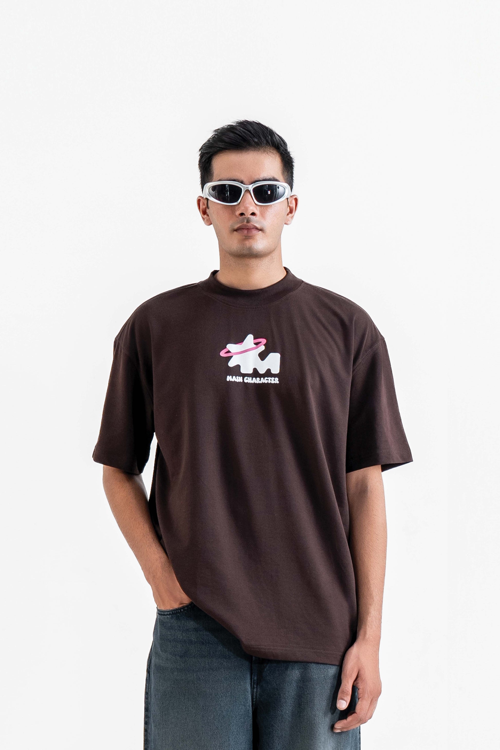 God's Plan Printed Oversized Brown T-Shirt Main Character
