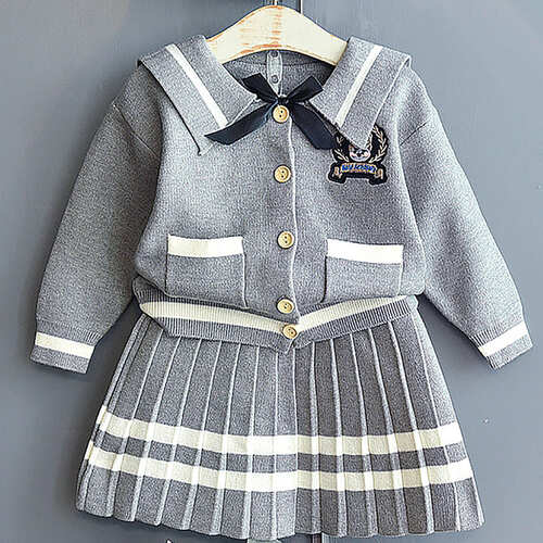 Grey Crest 2 pcs, Skirt and Top Winterwear for Girls