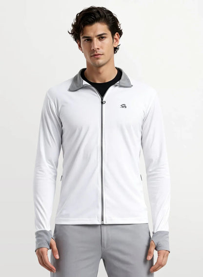 Adro Sunscreen Jacket for Men UV Sun Advanced Protection Running Jackets For Men Biker Jackets with Zipper Sports jacket for men White
