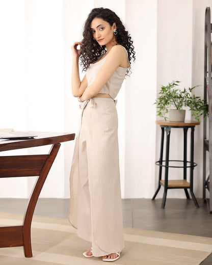 OFF-WHITE CROP TOP & PALAZZO SET