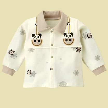 2pcs Cream Panda full sleeves shirt with matching Pants for Toddlers