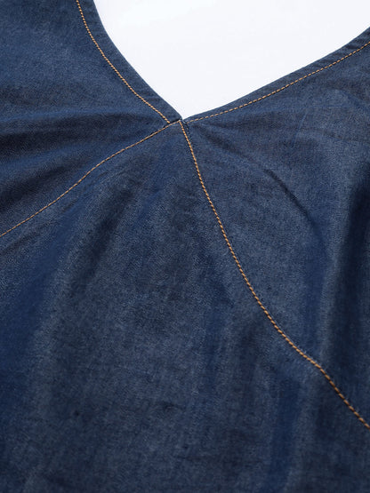 Denim Smocked Back Top