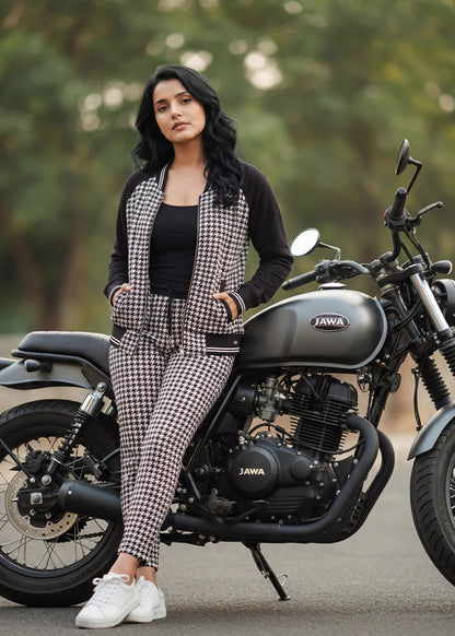 Houndstooth iCotton Zipper Jackets