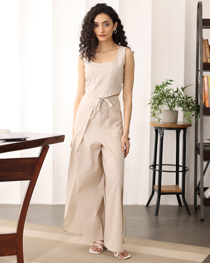 OFF-WHITE CROP TOP & PALAZZO SET