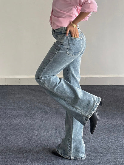 Premium Retro Blue Tinted Bootcut Jeans