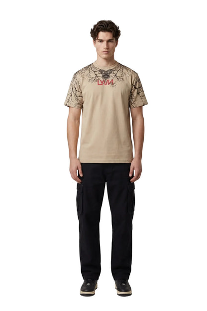 Hidden Child Beige Oversized Printed T-Shirt