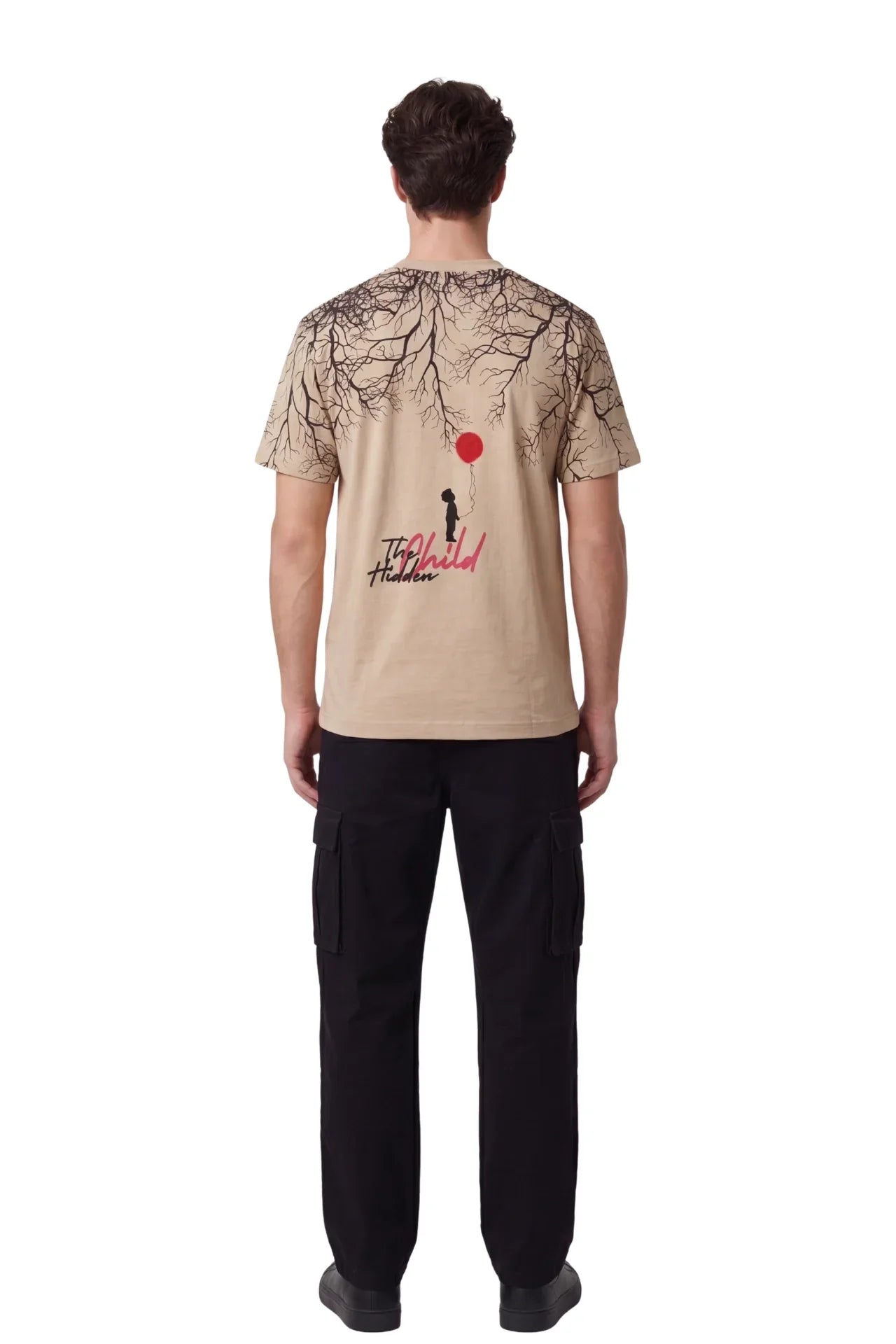 Hidden Child Beige Oversized Printed T-Shirt