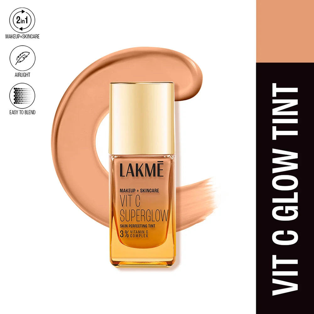 Lakme Makeup+Skincare VIT C Superglow Skin Perfecting Tint Foundation - Neutral Honey N260