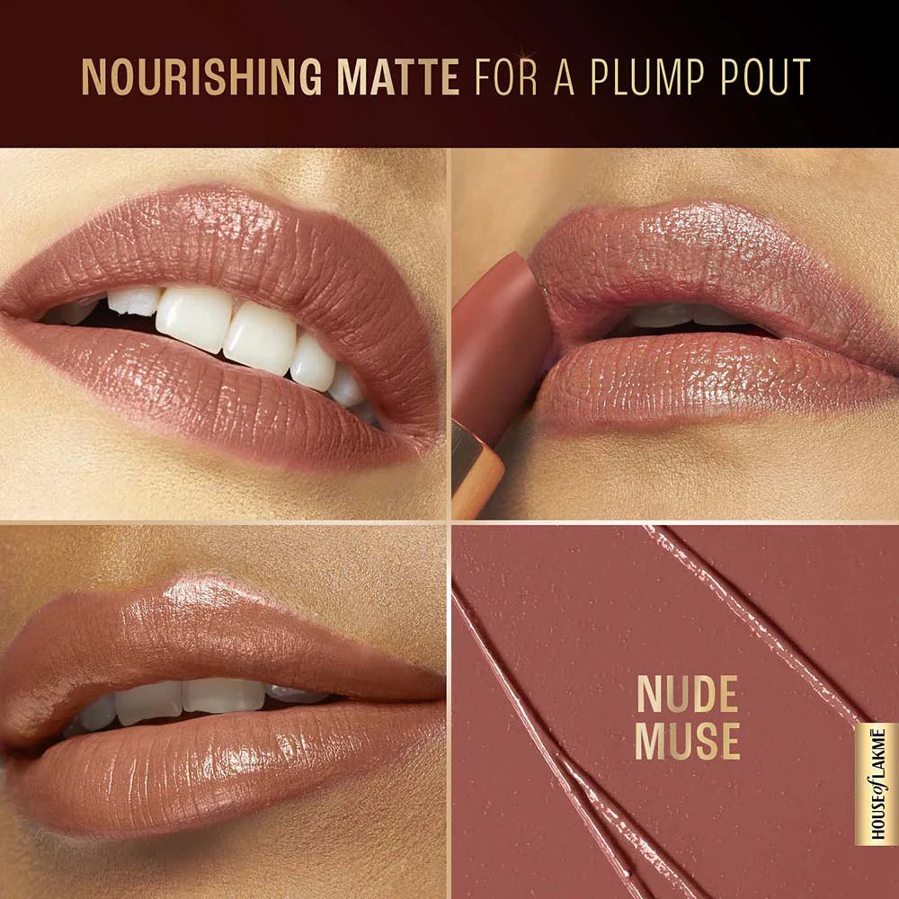 Lakme Ultimate Glam Satin Matte Lipstick - Petal Nude