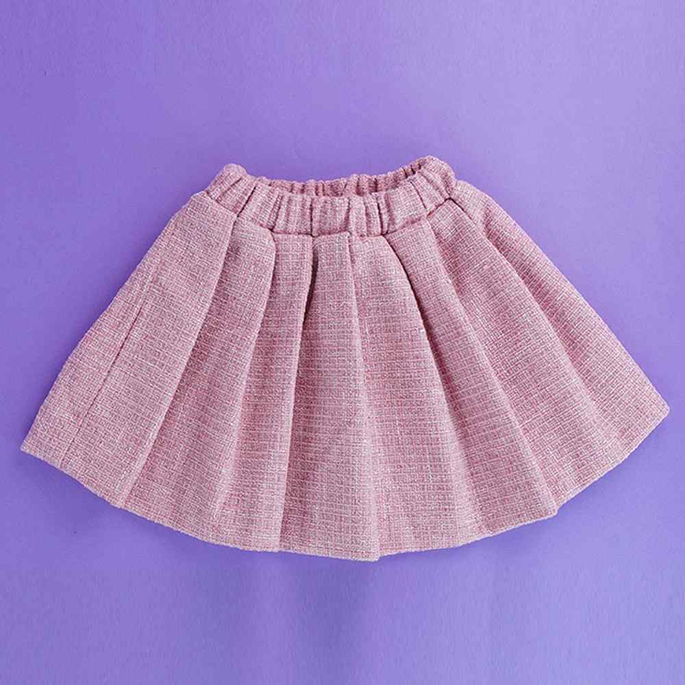 Pink Dual Bow Tweed style 2 pcs, Skirt and Top Winterwear set for Girls