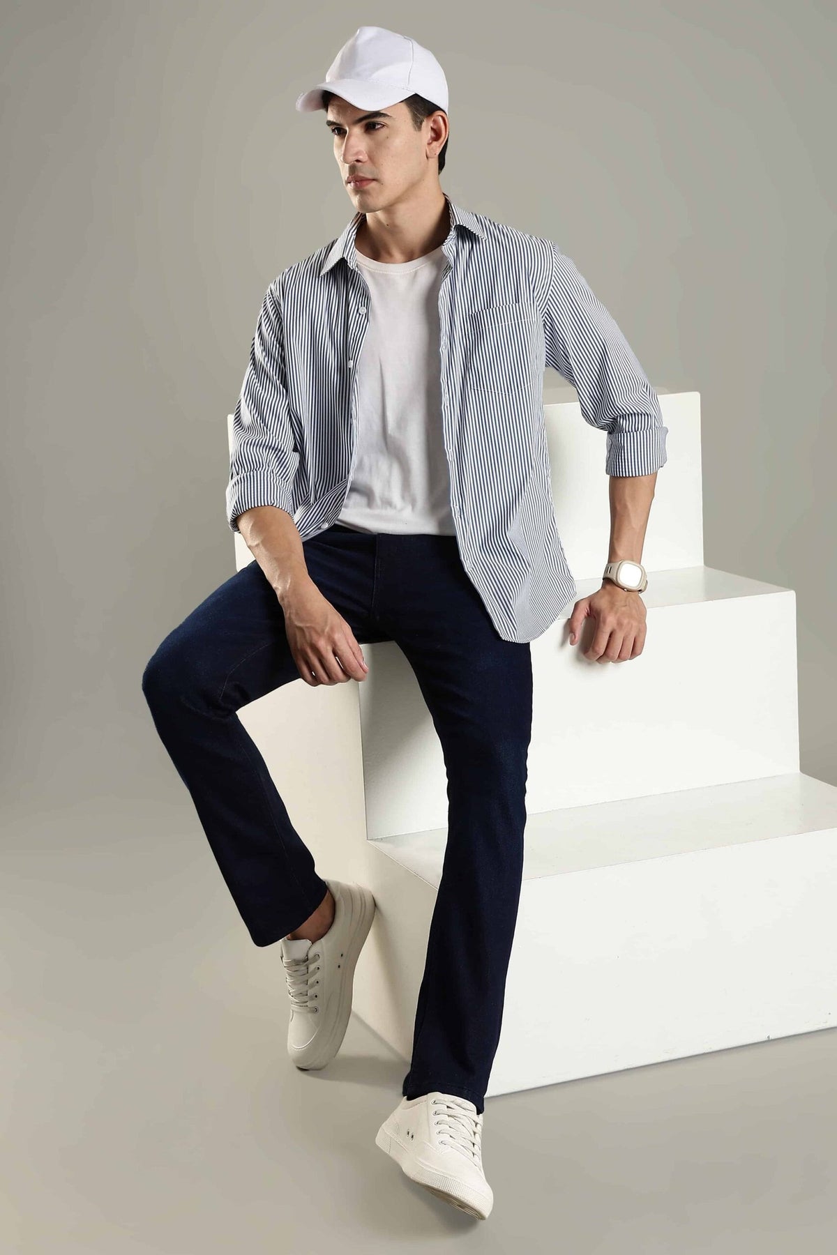 Earthy Stripes - White and Navy