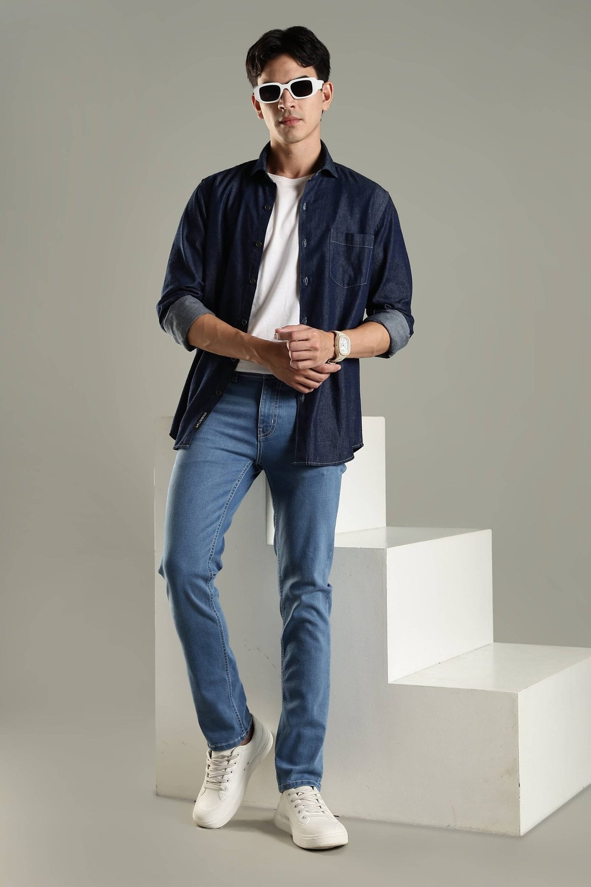 Vintage Denim Shirt - Dark Blue
